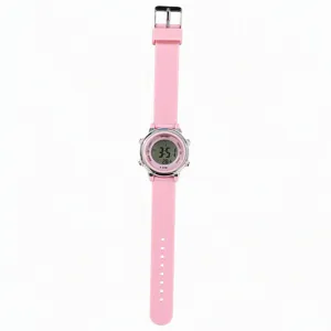 Orologio sportivo digitale in silicone rosa per bambini e studenti con design impermeabile.