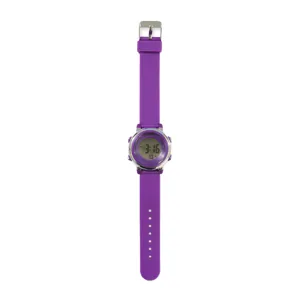 Orologio digitale in silicone viola per studenti, orologio elettronico sportivo impermeabile.