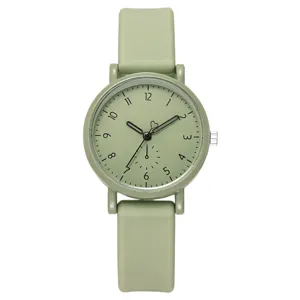 Light green silicone strap quartz watch minimalist casual student fashion wristwatch