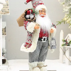 Bambola di Babbo Natale in piedi da 18 pollici con zaino e doposci per decorazioni natalizie.
