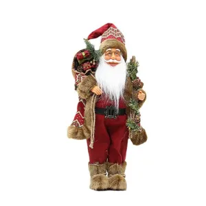 Statue di Babbo Natale in piedi da 18 pollici con sacco regalo e stivali da neve per decorazioni.