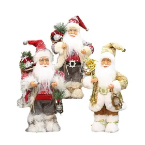 12 Inch Standing Santa Claus Figurine Christmas Holiday Home Decor Festive Party Ornaments Set