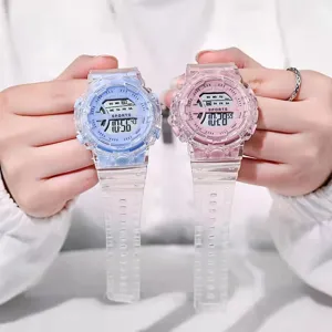Transparent Strap Digital Sports Watch For Students Ins Style Unicorn Waterproof Electronic Watch For Teens Kids Wristwatch