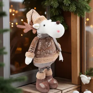 Peluche renna di Natale decorazione bambola cervo gambe lunghe per ornamento tavolo festa