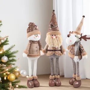 Set di bambole di peluche di Natale a gambe lunghe pupazzo di neve babbo natale renna.