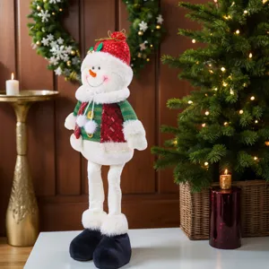 Bambola di peluche pupazzo di neve telescopico di Natale decorazione da tavolo regalo festivo.