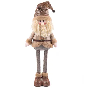 Natale gamba lunga peluche bambola Babbo Natale decorazione con cappello paillettes