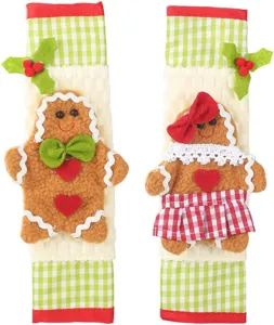 Housses de poignée de réfrigérateur pain d'épices de Noël, protecteur d'électroménager.