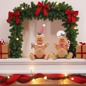 Christmas gingerbread man plush toy couple ornament holiday festive party decor decoration