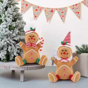 Christmas gingerbread man plush doll set festive holiday toy home decoration cute soft stuffed toy