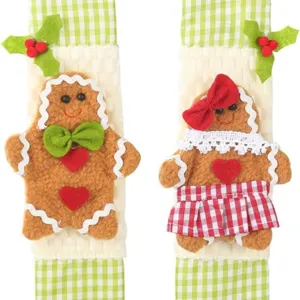 Housse de poignee de refrigerateur bonhomme de pain d'epices de Noel, protection.