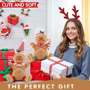 Christmas gingerbread man plush toy doll holiday festive decoration cute gift set decor
