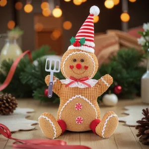 Christmas gingerbread man plush toy holiday cute doll for home festive party decoration gift