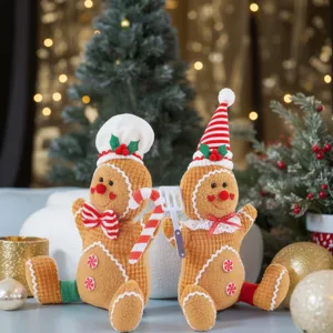 Christmas gingerbread man doll plush toy set cute holiday festive home party decoration gift