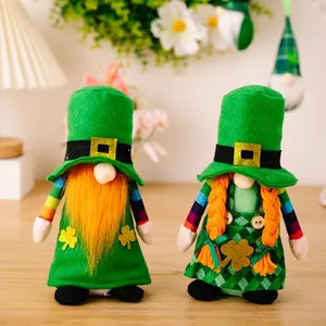 St Patrick's Day Gnome Plush Faceless Doll Shamrock Leprechaun Ornament Festive Table Decoration Home Party Decor For Office Shelf