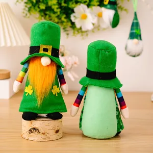 St. Patrick's Day Gnome Plush Doll Shamrock Irish Festival Tabletop Holiday Decor Ornament
