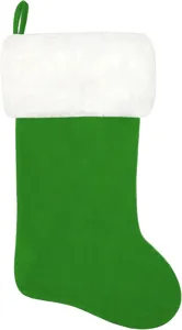 Grüner Samt Weihnachtssocke mit weißem Kunstfellbündchen, große Geschenktüte für Dekoration.