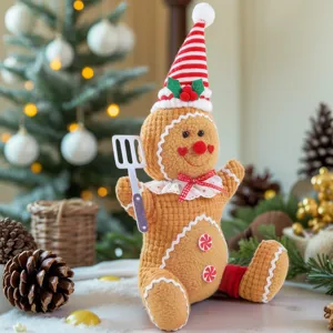 Christmas gingerbread man plush toy cute festive doll for holiday room decoration and gift