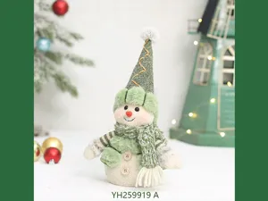 Navidad muneco de nieve de peluche verde decoracion festiva adorno de escritorio
