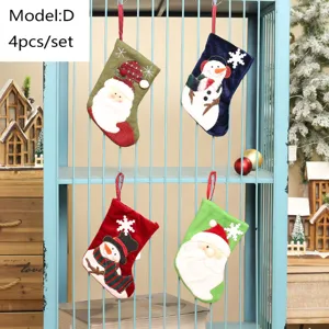 Weihnachtssocken Set 4 Stk. dekorative Hängetaschen für Weihnachtsbaum Party Deko