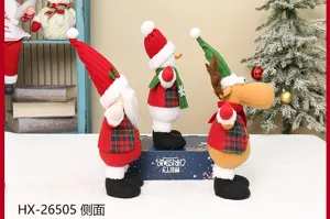 Christmas plush dolls set standing Santa snowman reindeer festive home desktop holiday decor