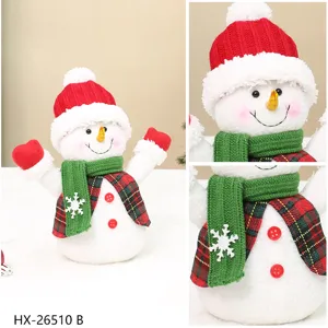 Christmas plush snowman doll ornament fabric holiday decoration desktop display cute gift item