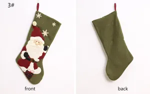 Weihnachtsstrumpf bestickt vintage gruen Weihnachtsmann Geschenktuete Kamin Deko Haenger