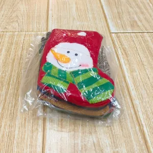 Weihnachten Socke Geschenkbeutel süßer Schneemann Maschinenstickerei Süßigkeiten Beutel für Baum