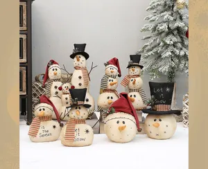 Natale pupazzi di neve in tessuto rustico set per decorazioni da tavola per le vacanze.
