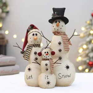 Natale pupazzo di neve famiglia peluche decorazione in lino tessuto artigianato ornamento natalizio