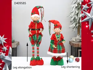 Christmas fabric long-leg elf doll couple set for festive holiday home decoration and gifts.