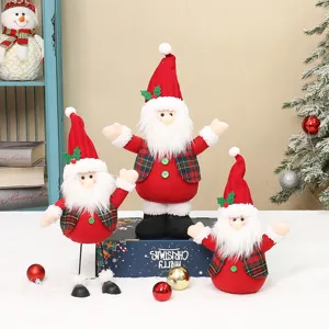 Christmas plush Santa dolls set, festive holiday table decorations and cute indoor display props.