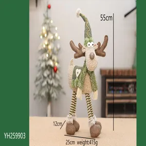 Christmas green fabric long-mouth reindeer doll festive desktop decoration ornament plush toy