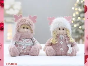 Bambola di peluche rosa ragazzo e ragazza Natale ornamento scrivania regalo decorazione festa