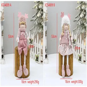 Simpatica bambola di Natale in peluche rosa ragazzo e ragazza decorazione da scrivania 53cm
