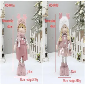 Bambola di peluche di Natale rosa retrattile coppia decorazione da scrivania regalo