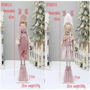 Natale bambola di peluche retrattile set cervo rosa ragazzo ragazza decorazione 65cm