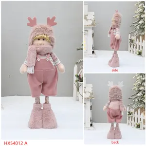 Bambola renna in peluche rosa decorazione da scrivania natalizia tessuto dettaglio