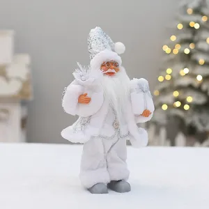 Stehende Weihnachtsmann Figur Dekoration für Weihnachten Tisch, 12 Zoll silber weiß