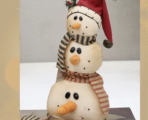 Natale tessuto pupazzo di neve bambola retro juta impilato decorazione della tavola