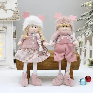 Simpatica bambola di peluche di natale coppia rosa ragazzo e ragazza decorazione casa