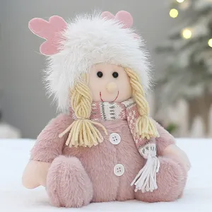 Bambola di peluche rosa renna di natale decorazione da scrivania giocattolo in tessuto