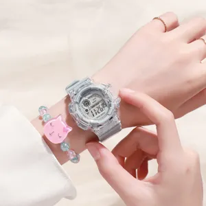 Montre numérique transparente pour femmes et enfants, élégante montre étanche sportive.