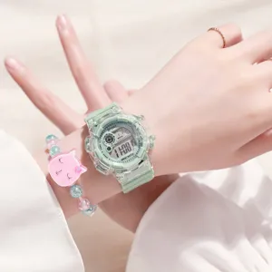 Montre numérique transparente style Ins, montre étanche et lumineuse pour femmes et filles.