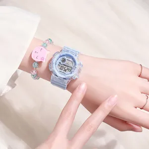 Montre numérique transparente pour femmes et enfants, montre de sport électronique élégante.