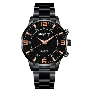 Men quartz watch black steel strap minimalist waterproof business wrist watch for men