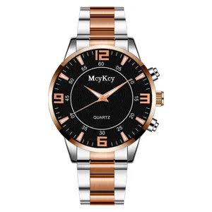 Detailed view of men quartz watch with alloy steel strap and stylish black dial design.