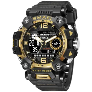 Herren Taktische Sport Digital Uhr Wasserdichte Militär Quarz Armbanduhr für Studenten Schwarz Gold