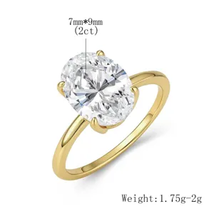 Detailansicht des 925er Silber 2ct ovalen Moissanit Rings mit strahlendem Hauptstein.
