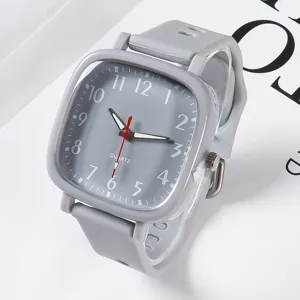 Mode Quadratische Quarzuhr Für Jugendliche Studenten Minimalistisches Silikonarmband Analoge Armbanduhr Lässige Sportuhr